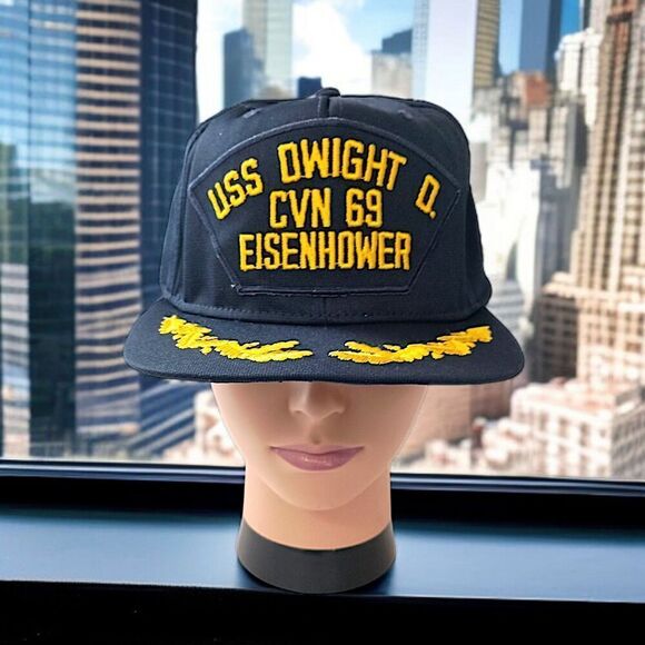 USS Dwight D Eisenhower Snapback Hat CVN 69 US Navy Scrambled Eggs Vintage - Picture 12 of 16